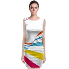 Line Rainbow Orange Blue Yellow Red Pink White Wave Waves Sleeveless Velvet Midi Dress by Mariart