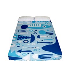 New Zealand Fish Detail Blue Sea Shark Fitted Sheet (full/ Double Size) by Mariart