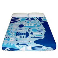 New Zealand Fish Detail Blue Sea Shark Fitted Sheet (queen Size) by Mariart