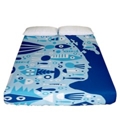 New Zealand Fish Detail Blue Sea Shark Fitted Sheet (california King Size) by Mariart
