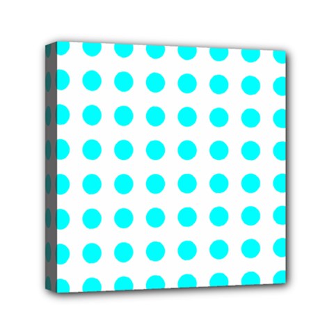 Polka Dot Blue White Mini Canvas 6  X 6 