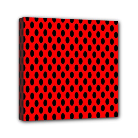 Polka Dot Black Red Hole Backgrounds Mini Canvas 6  X 6 
