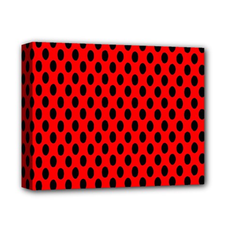 Polka Dot Black Red Hole Backgrounds Deluxe Canvas 14  X 11  by Mariart