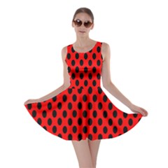 Polka Dot Black Red Hole Backgrounds Skater Dress by Mariart