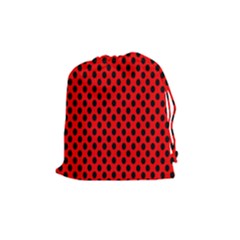 Polka Dot Black Red Hole Backgrounds Drawstring Pouches (medium)  by Mariart