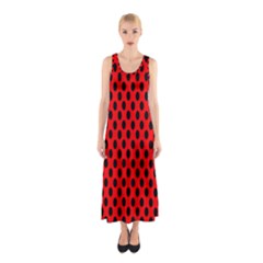 Polka Dot Black Red Hole Backgrounds Sleeveless Maxi Dress by Mariart