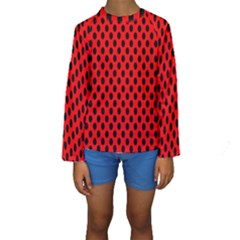 Polka Dot Black Red Hole Backgrounds Kids  Long Sleeve Swimwear by Mariart