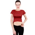 Polka Dot Black Red Hole Backgrounds Crew Neck Crop Top View1