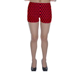 Polka Dot Black Red Hole Backgrounds Skinny Shorts by Mariart