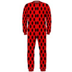 Polka Dot Black Red Hole Backgrounds Onepiece Jumpsuit (men)  by Mariart