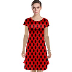 Polka Dot Black Red Hole Backgrounds Cap Sleeve Nightdress by Mariart