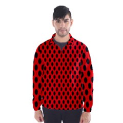 Polka Dot Black Red Hole Backgrounds Wind Breaker (men) by Mariart