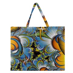 High Detailed Fractal Image Background With Abstract Streak Shape Zipper Large Tote Bag by Simbadda