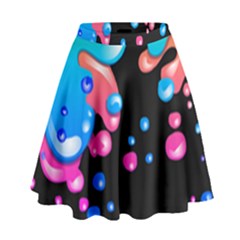 Neon Paint Splatter Background Club High Waist Skirt by Mariart