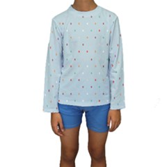 Polka Dot Flooring Blue Orange Blur Spot Kids  Long Sleeve Swimwear by Mariart