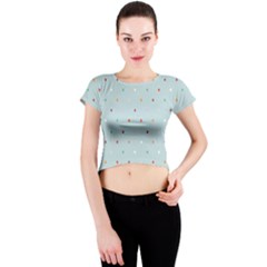 Polka Dot Flooring Blue Orange Blur Spot Crew Neck Crop Top by Mariart