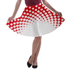 Polka Dot Circle Hole Red White A-line Skater Skirt