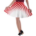 Polka Dot Circle Hole Red White A-line Skater Skirt View2