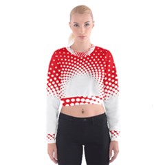 Polka Dot Circle Hole Red White Women s Cropped Sweatshirt by Mariart