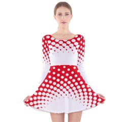 Polka Dot Circle Hole Red White Long Sleeve Velvet Skater Dress by Mariart