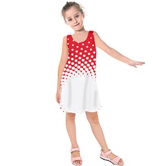 Polka Dot Circle Hole Red White Kids  Sleeveless Dress by Mariart