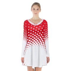 Polka Dot Circle Hole Red White Long Sleeve Velvet V-neck Dress by Mariart