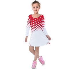 Polka Dot Circle Hole Red White Kids  Long Sleeve Velvet Dress by Mariart