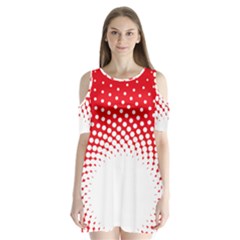 Polka Dot Circle Hole Red White Shoulder Cutout Velvet  One Piece by Mariart