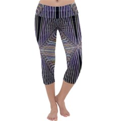 Color Fractal Symmetric Wave Lines Capri Yoga Leggings by Simbadda