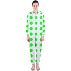 Polka Dot Green Hooded Jumpsuit (ladies)  by Mariart
