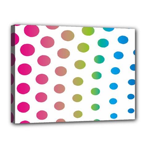 Polka Dot Pink Green Blue Canvas 16  X 12  by Mariart