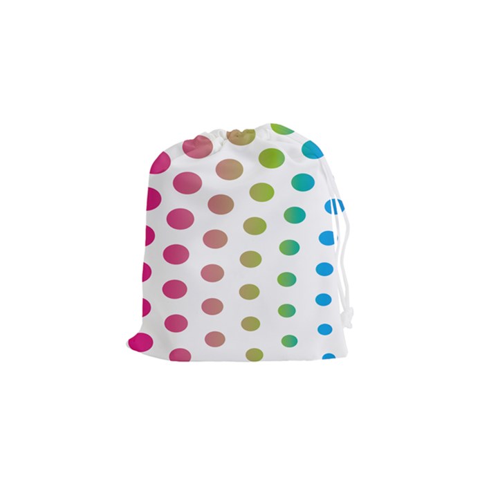 Polka Dot Pink Green Blue Drawstring Pouches (Small) 