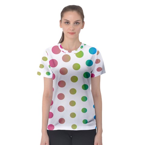 Polka Dot Pink Green Blue Women s Sport Mesh Tee by Mariart