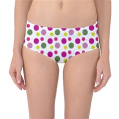 Polka Dot Purple Green Yellow Mid-waist Bikini Bottoms by Mariart