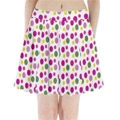 Polka Dot Purple Green Yellow Pleated Mini Skirt