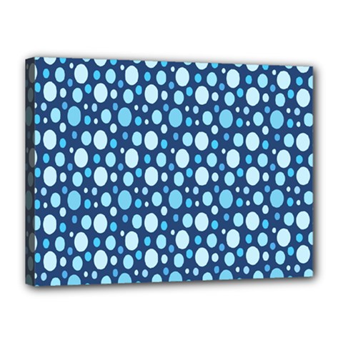 Polka Dot Blue Canvas 16  X 12  by Mariart