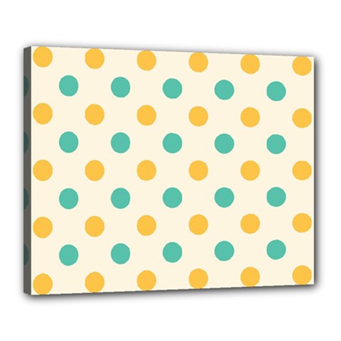 Polka Dot Yellow Green Blue Canvas 20  X 16  by Mariart
