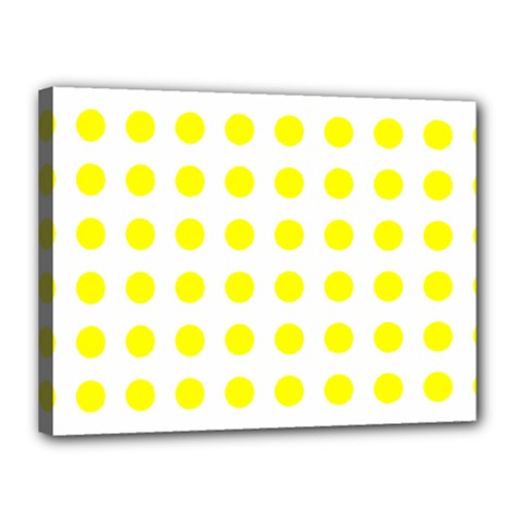 Polka Dot Yellow White Canvas 16  X 12  by Mariart