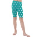 Polka Dots White Blue Kids  Mid Length Swim Shorts View1