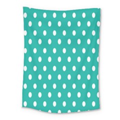 Polka Dots White Blue Medium Tapestry by Mariart