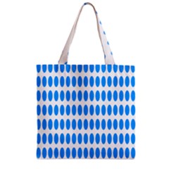 Polka Dots Blue White Zipper Grocery Tote Bag