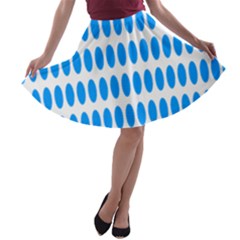 Polka Dots Blue White A-line Skater Skirt by Mariart