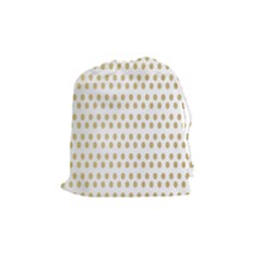 Polka Dots Gold Grey Drawstring Pouches (medium) 