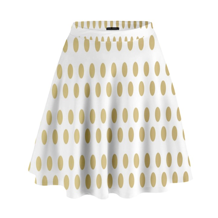 Polka Dots Gold Grey High Waist Skirt