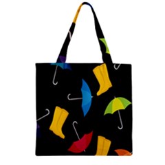 Rain Shoe Boots Blue Yellow Pink Orange Black Umbrella Zipper Grocery Tote Bag by Mariart