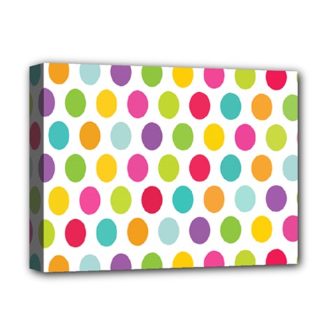 Polka Dot Yellow Green Blue Pink Purple Red Rainbow Color Deluxe Canvas 16  X 12  