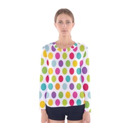 Polka Dot Yellow Green Blue Pink Purple Red Rainbow Color Women s Long Sleeve Tee