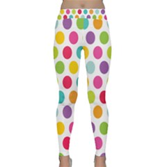 Polka Dot Yellow Green Blue Pink Purple Red Rainbow Color Classic Yoga Leggings by Mariart