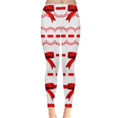 Ribbon Red Line Leggings  by Mariart