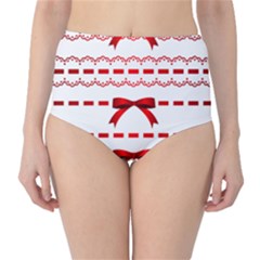 Ribbon Red Line High-waist Bikini Bottoms